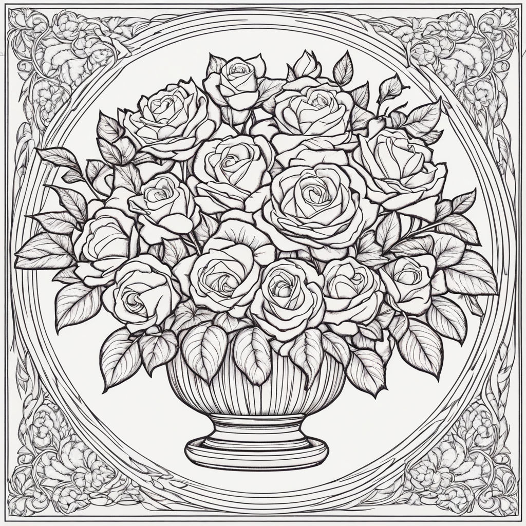 Rose Flower Vase Coloring Page Element Stock Vector (Royalty Free)  2210678143 | Shutterstock