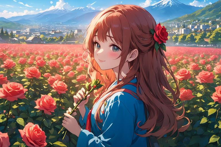 Anime Girls in a Wildflower Field 8k Graphic · Creative Fabrica