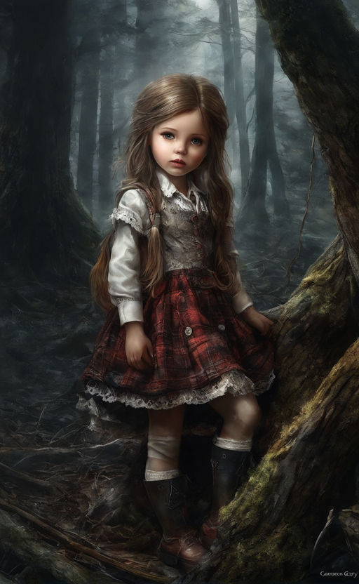 creepy little girl art