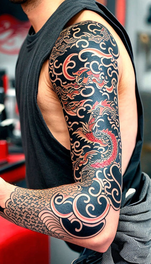 samurai dragon tattoo sleeve