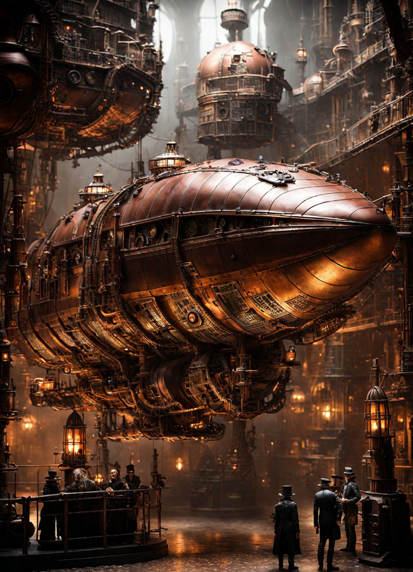 Download 8k Anime Futuristic Airship Wallpaper