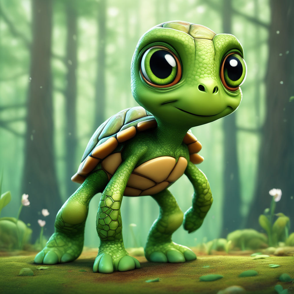 cute cartoon turtle with big eyes