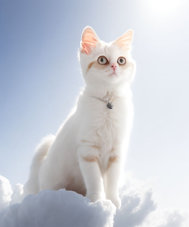 Cute puffy small white clouds on a sunny aqua blue sky Water