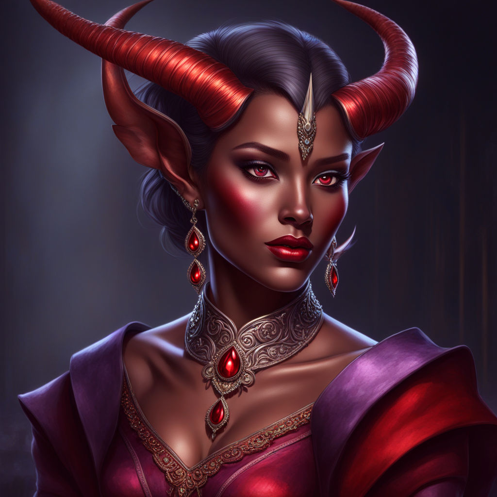 A highly detailed and hyper realistic art of a voluptuous demon girl -  Playground