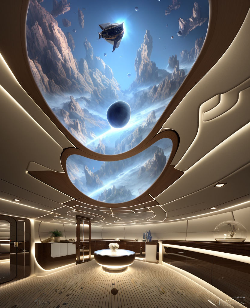 Grunge Spaceship blue and pink interior with view on distant planets system  3D rendering elements of this image furnished by NASA - Stock Image -  Everypixel