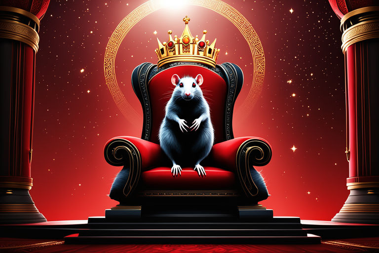 Image of a rat with a crown sitting on a throne