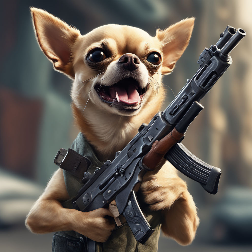 angry dogs with guns