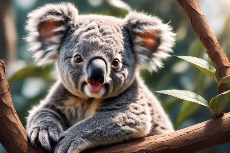 Intricately Beautiful Koala with Flower Crown Colorful Fur and