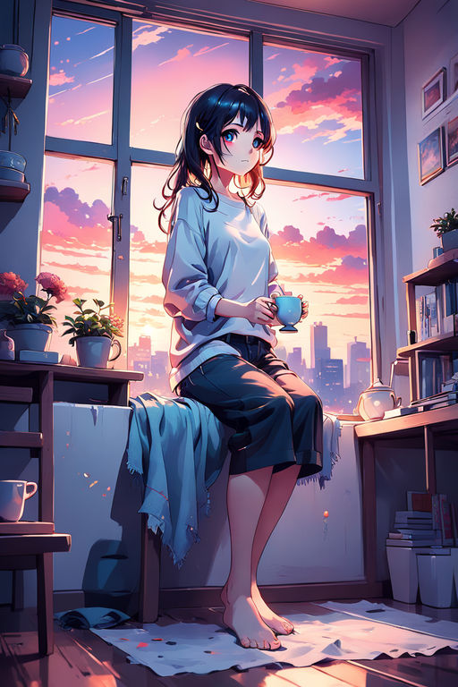 Anime classroom, empty, digital art, background, soft