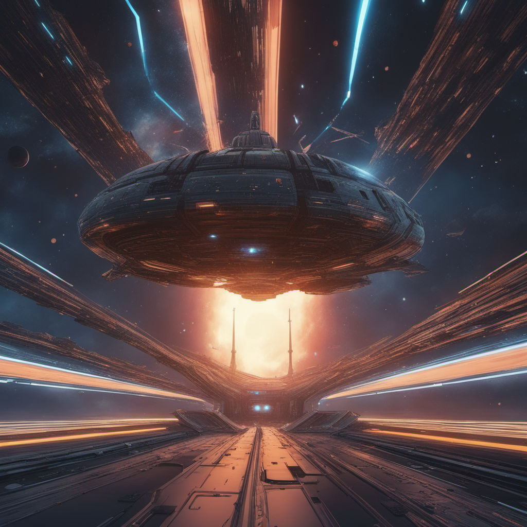 featuring colossal battleships from distant worlds engaged in an epic  interstellar war. The scene captures the iconic space opera essence -  Playground