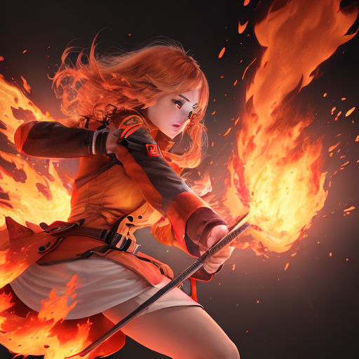 anime girl fire mage