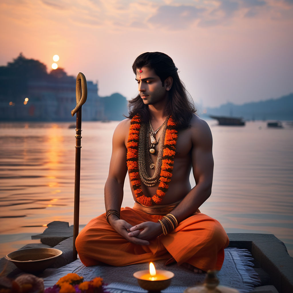 Lord shiva in meditation pose happy maha Vector Image