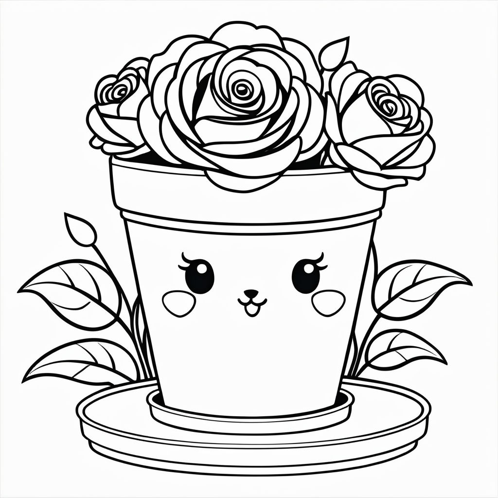 Cute Cartoon Desert Rose Flower In Pot Stock Illustration - Download Image  Now - Abstract, Art, Backgrounds - iStock