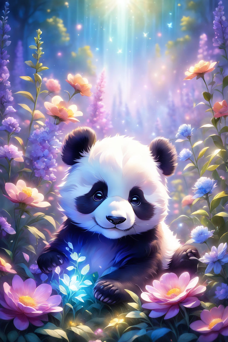 Adorable panda with a cute kawaii aesthetic