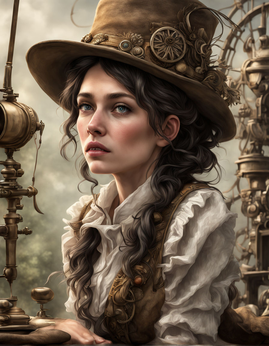 Hyper Realistic Steampunk Lady in a Big Victorian Dress · Creative