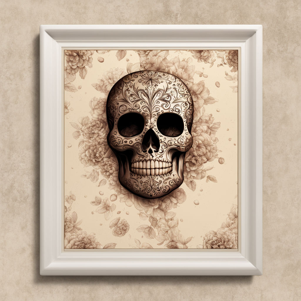 steampunk skull, logo concept black and white color, hand drawn