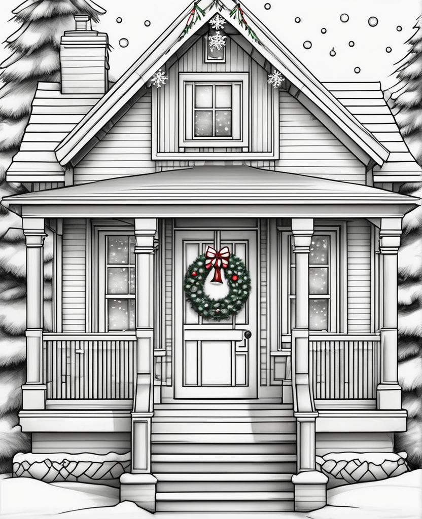 Snowy Christmas House Sketch