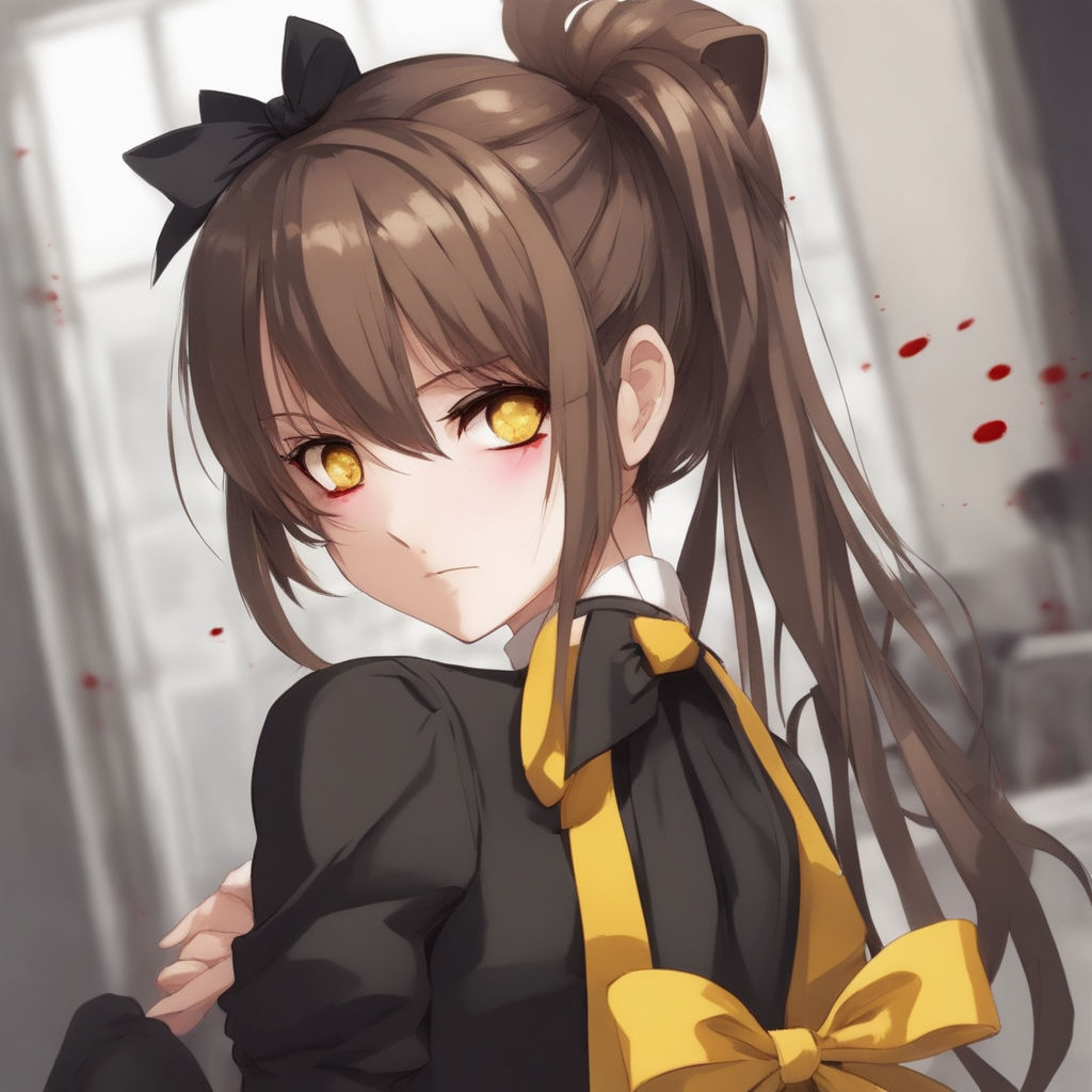 anime girl with brown hair and brown eyes