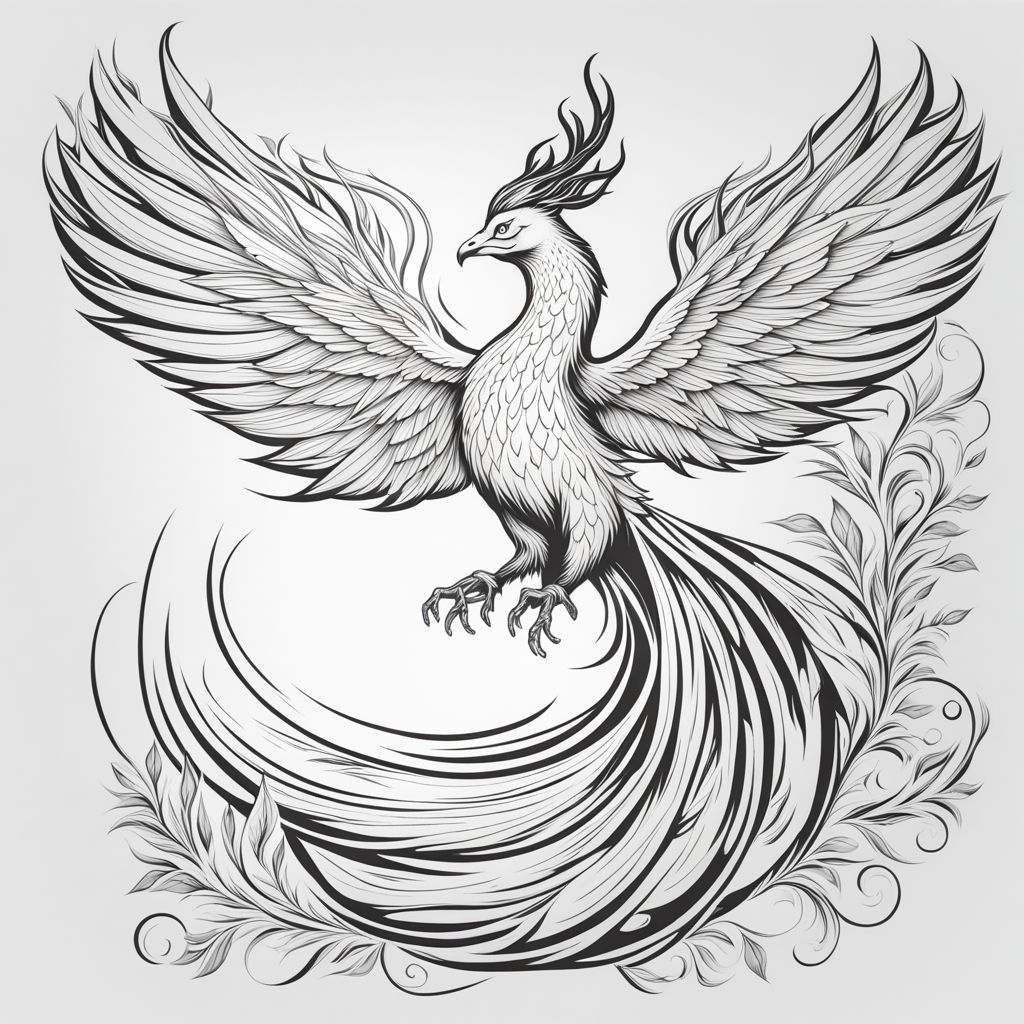 Hd wallpaper, bird, phoenix, line art, tattoo, sketch, wings, png | PNGEgg