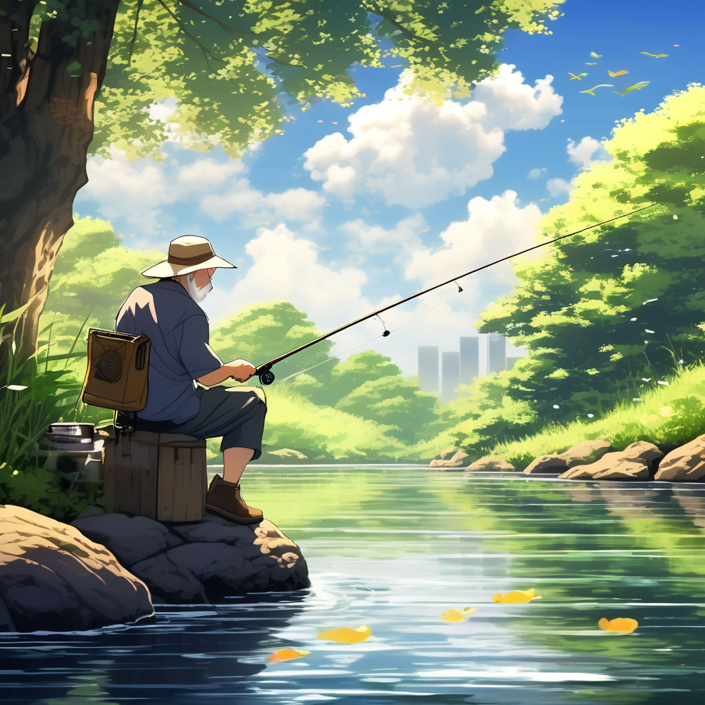 Autumn Angler - A Vibrant Impressionist Painting of a Man Fly Fishing on a  Lake Greeting Card