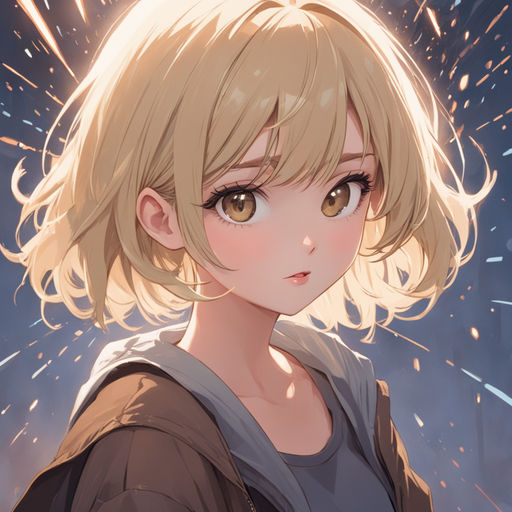 anime girl with short blonde hair and brown eyes