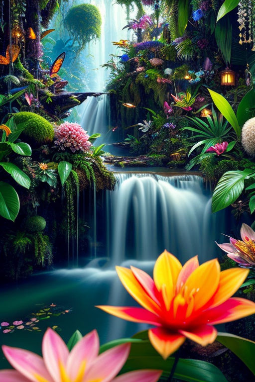 pictures of waterfalls and flowers