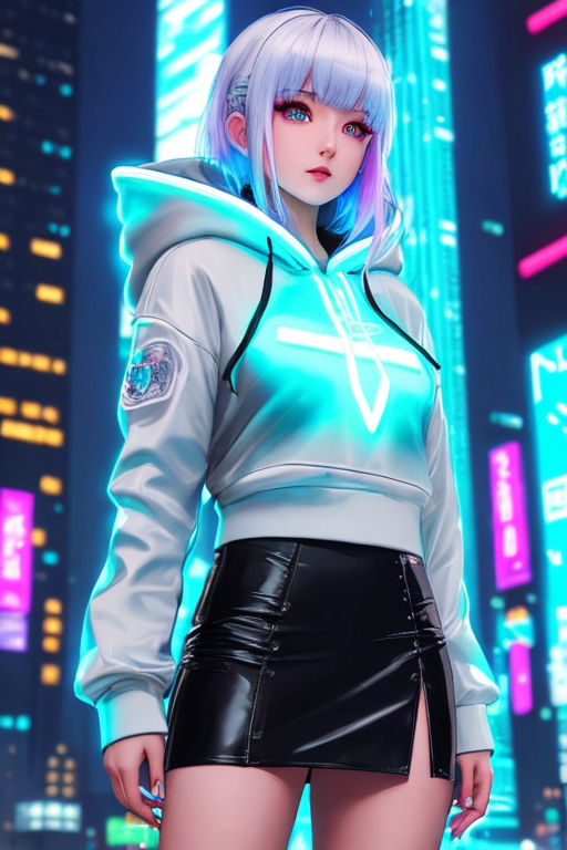 looking at viewer, anime, anime girls, leather tights, cyberpunk, portrait  display, AI art