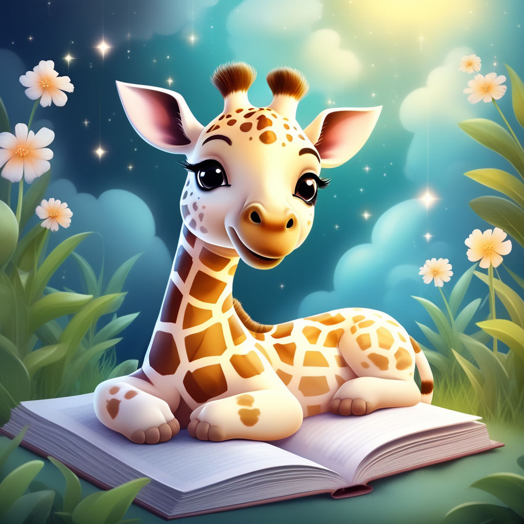 Download Cute Giraffe Drawing With Bird On Tail Under Sun Picture |  Wallpapers.com