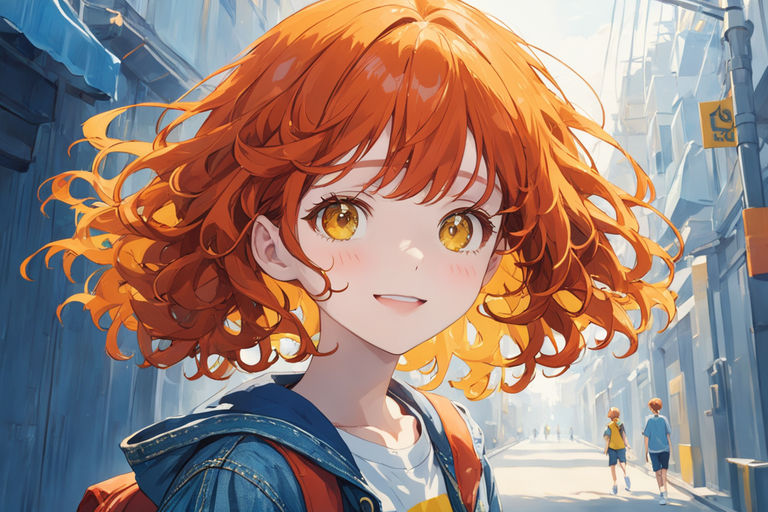 anime girl with orange hair