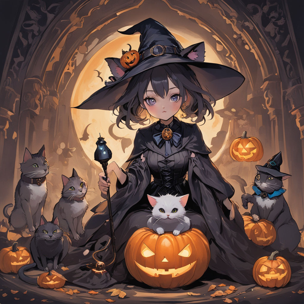 Witch UwU)  Kawaii anime girl, Anime girl, Anime halloween