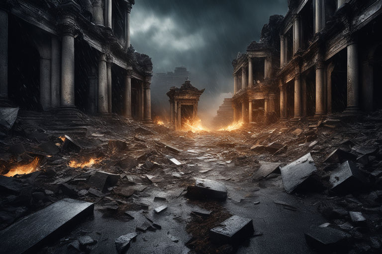 Destroyed in war post-apocalyptic abstract city background Stock  Illustration | Adobe Stock