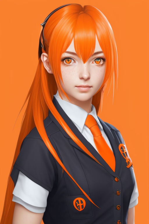 Download View Samegoogleiqdbsaucenao 1485187272187   Anime Girl Orange  Hair Glasses PNG Image with No Background  PNGkeycom