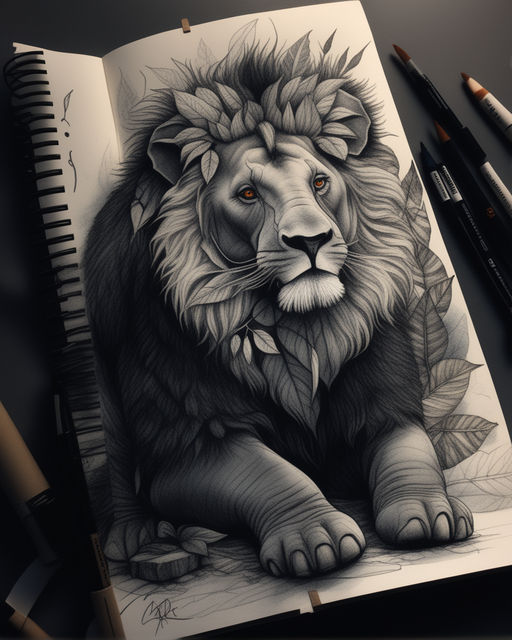 lion pencil drawing