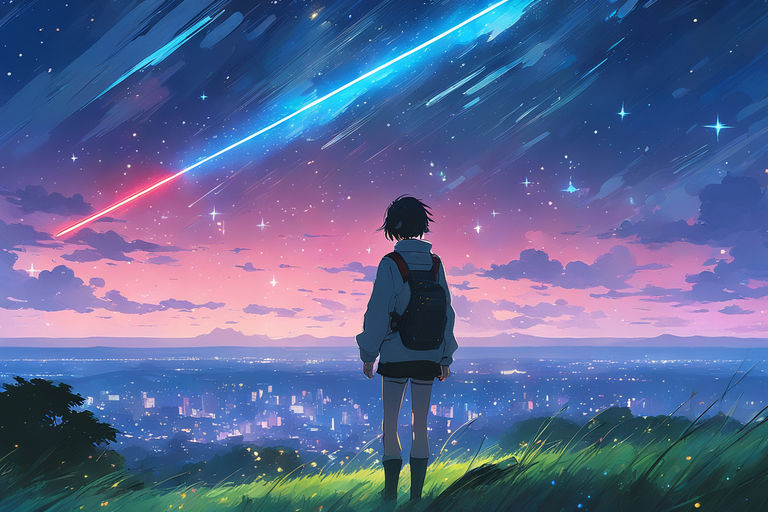 Makoto Shinkai , Kimi no Na Wa, starry night, comet