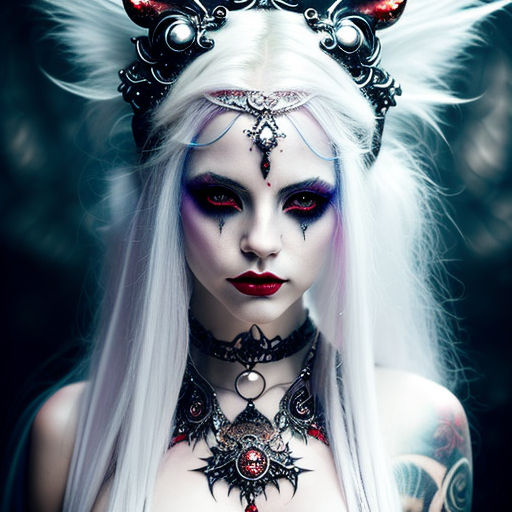 Goth Succubus Mother With White Mohawk