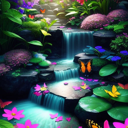 beautiful flower gardens waterfalls