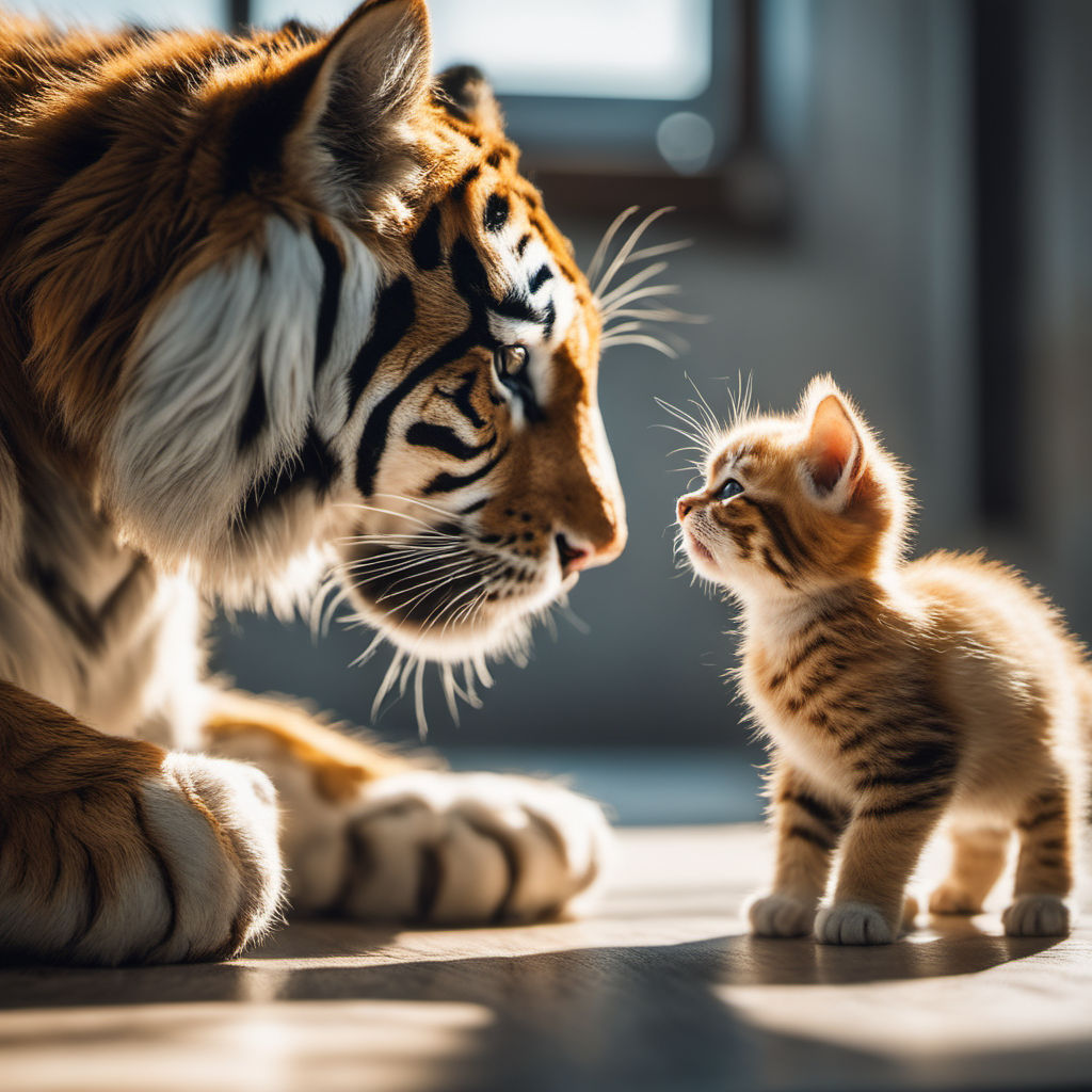cute baby tiger and mom