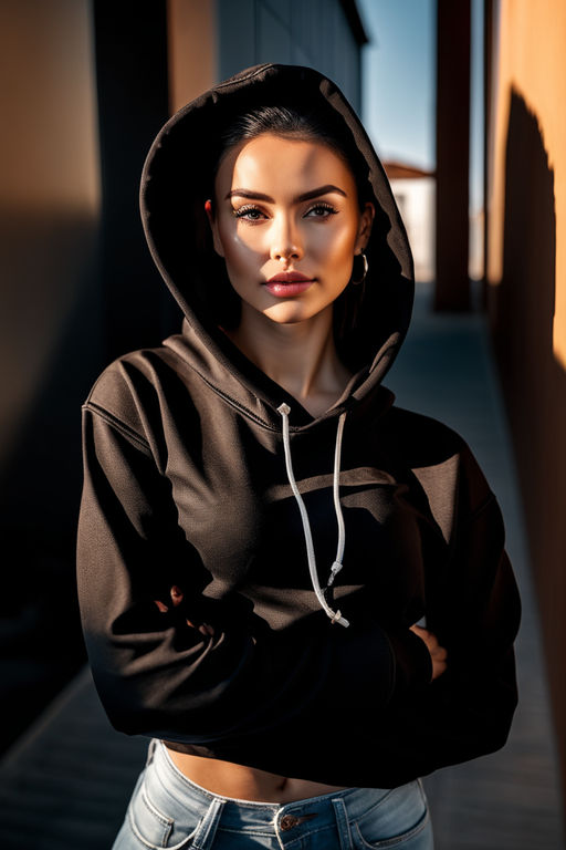 Girl in sales black hoodie