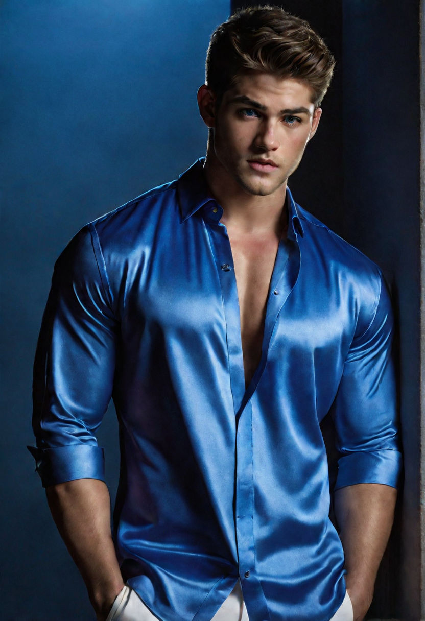 tight blue shiny satin shirt - Playground