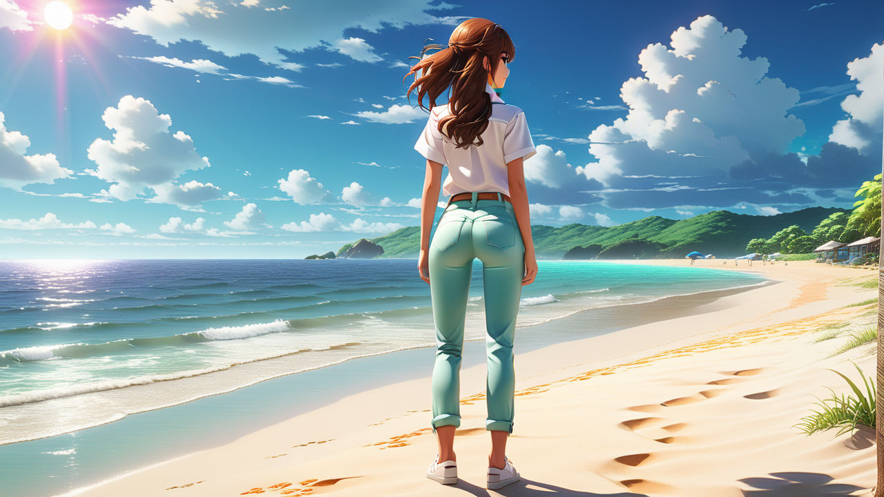DeviantArt: More Like [background] Anime styled Beach Type 11 By ...  Desktop Background