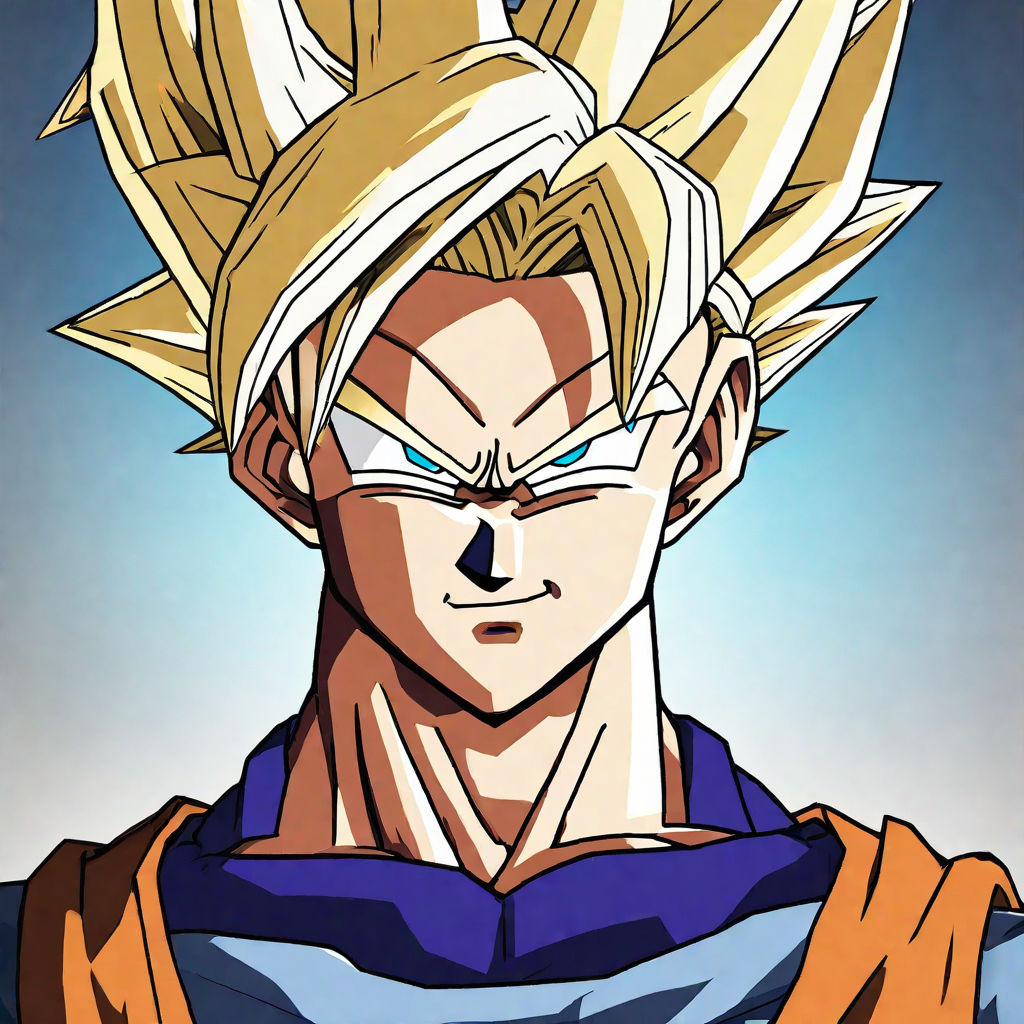 2d artwork of goku super saiyan with blonde hair