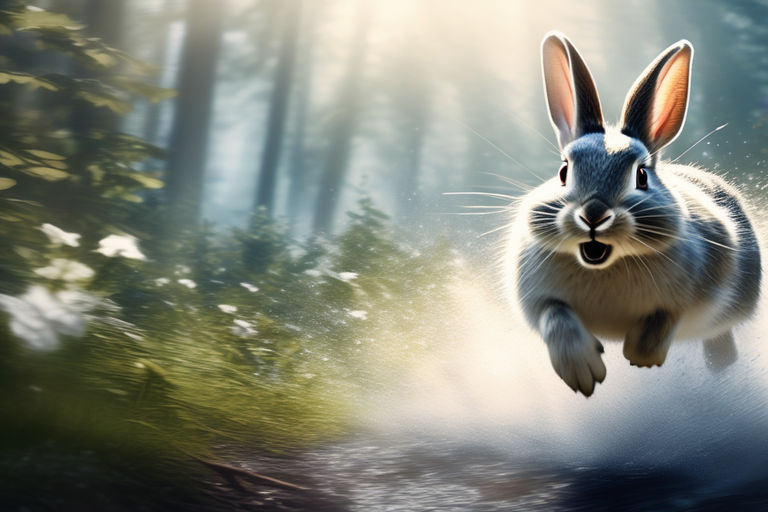 a rabbit chased by a wolf