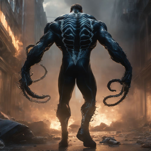 Epic art Half body portrait venom style simbiotic Black spiderman