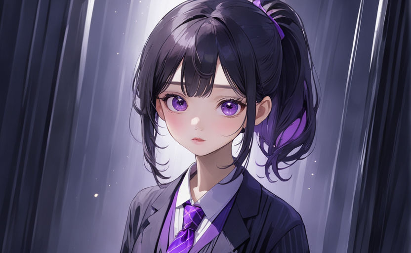 black hair close kuraue hinata loli purple eyes school uniform