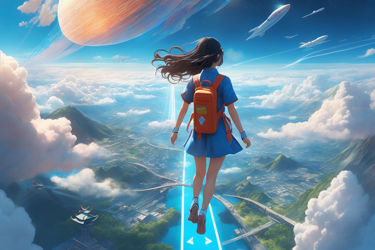 The Anime Style of a Japanese School Girl is Running Happily To Home in the  Countryside with a Zeppelin Flying in the Sky Stock Illustration -  Illustration of farmland, biplane: 258008514