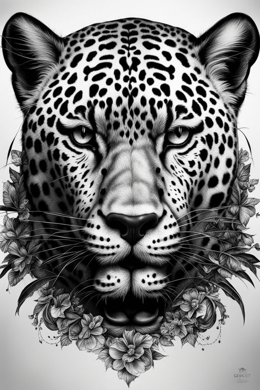 Roaring jaguar tattoo Royalty Free Vector Image