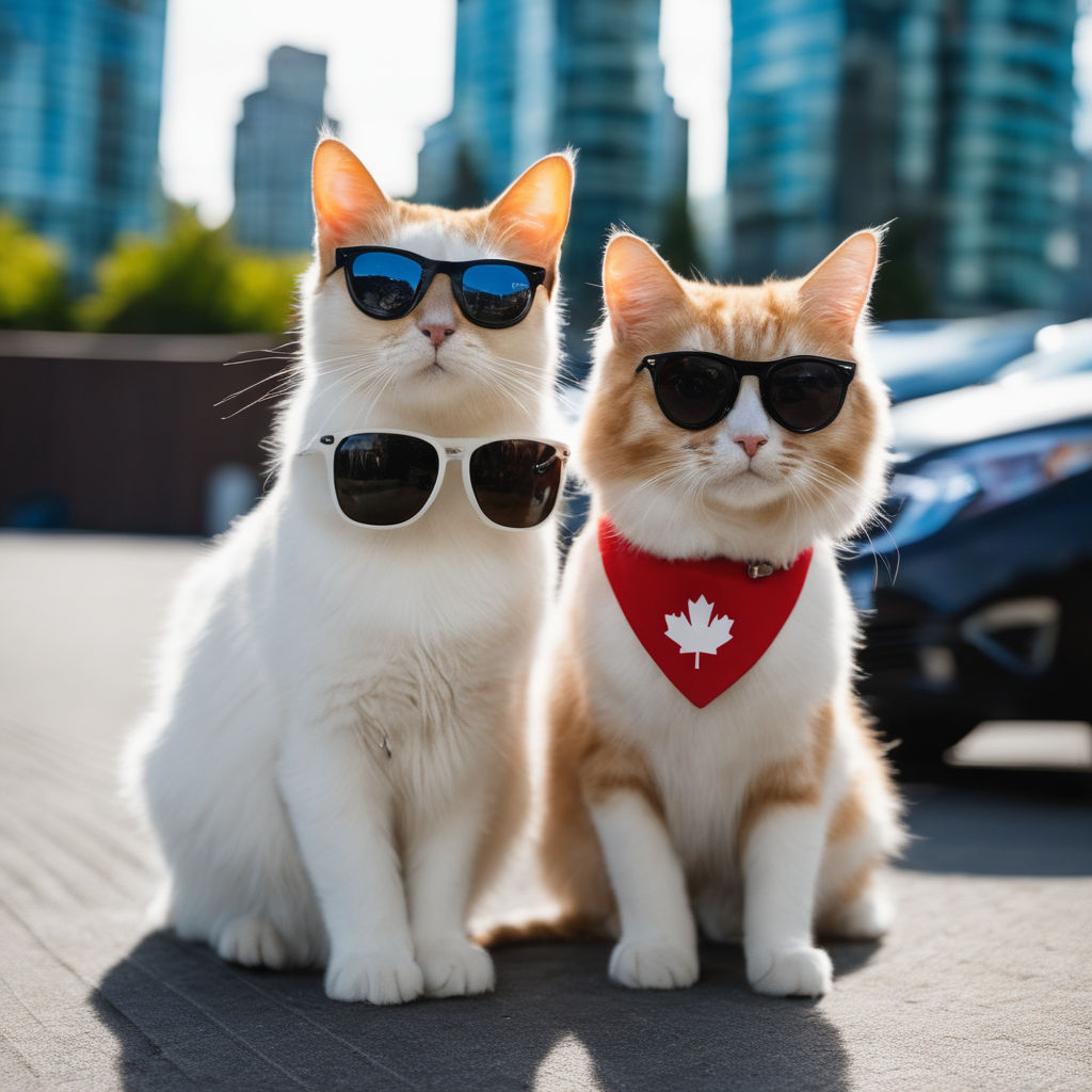 two cats wearing sunglasses