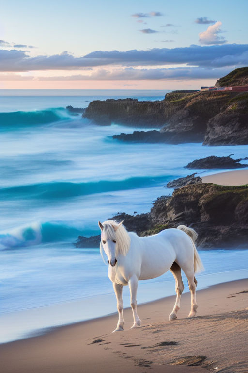 white horses on the beach