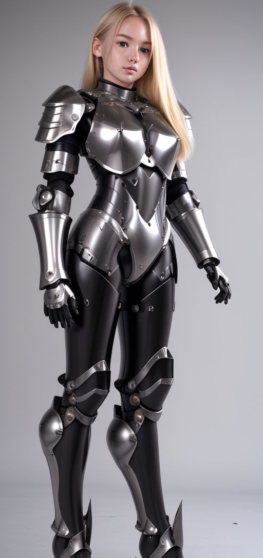 gray and brass armor on her torso and arms - Playground