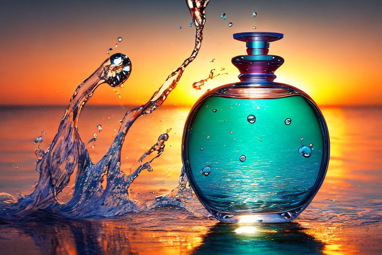 Perfume Bottle On The Beach At Sunset. 3d Rendering Free Image and  Photograph 210342904.